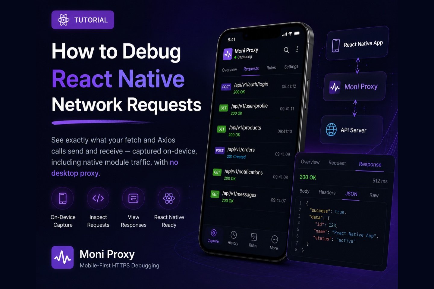 How to debug React Native network requests with Moni Proxy